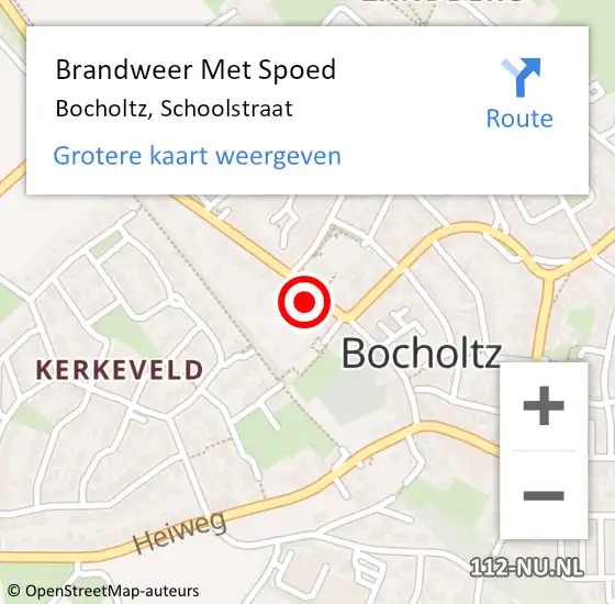 Locatie op kaart van de 112 melding: Brandweer Met Spoed Naar Bocholtz, Schoolstraat op 14 juli 2021 10:41