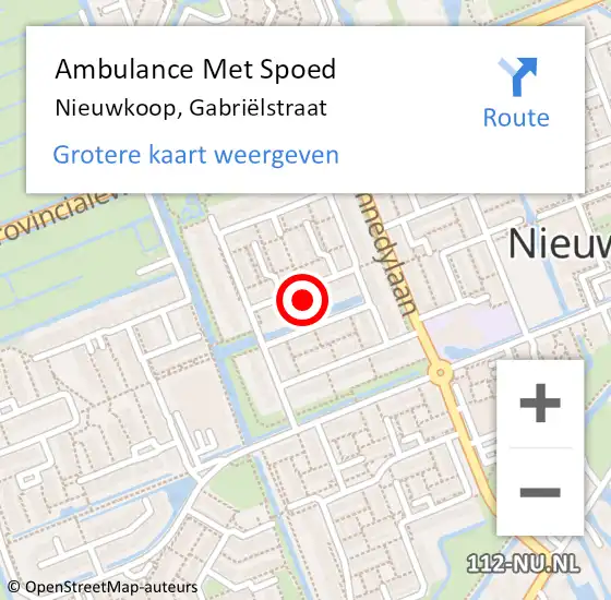 Locatie op kaart van de 112 melding: Ambulance Met Spoed Naar Nieuwkoop, Gabriëlstraat op 14 juli 2021 11:06