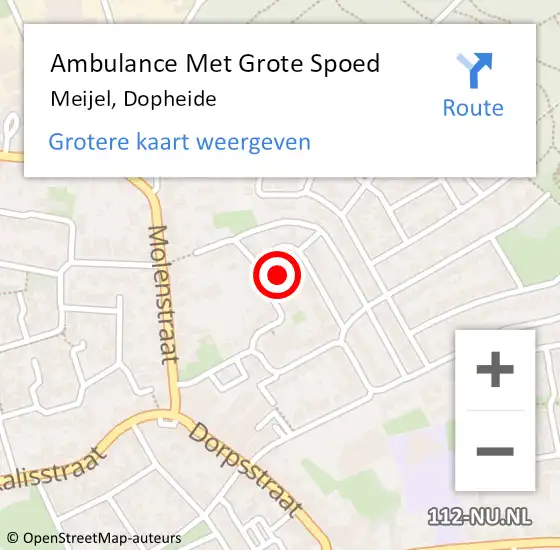 Locatie op kaart van de 112 melding: Ambulance Met Grote Spoed Naar Meijel, Dopheide op 14 juli 2021 12:00