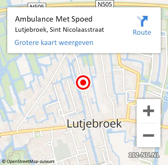 Locatie op kaart van de 112 melding: Ambulance Met Spoed Naar Lutjebroek, Sint Nicolaasstraat op 14 juli 2021 12:11