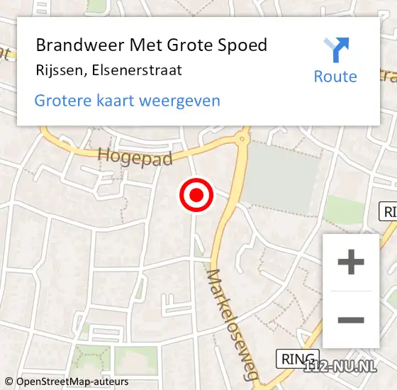 Locatie op kaart van de 112 melding: Brandweer Met Grote Spoed Naar Rijssen, Elsenerstraat op 14 juli 2021 12:28