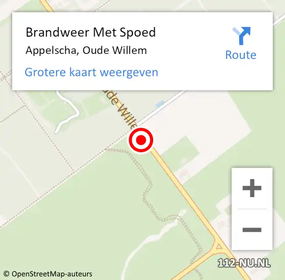 Locatie op kaart van de 112 melding: Brandweer Met Spoed Naar Appelscha, Oude Willem op 14 juli 2021 12:33