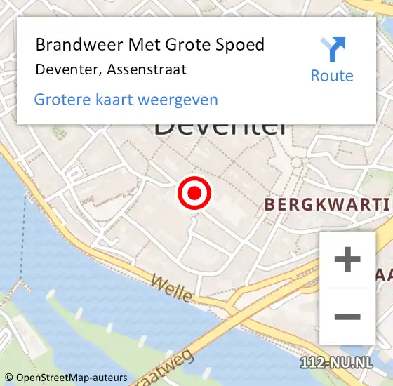 Locatie op kaart van de 112 melding: Brandweer Met Grote Spoed Naar Deventer, Assenstraat op 14 juli 2021 12:37