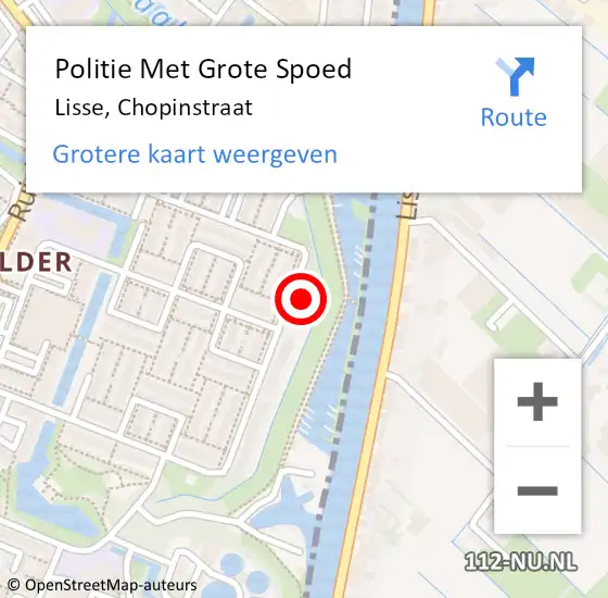 Locatie op kaart van de 112 melding: Politie Met Grote Spoed Naar Lisse, Chopinstraat op 14 juli 2021 12:46