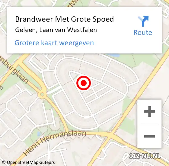 Locatie op kaart van de 112 melding: Brandweer Met Grote Spoed Naar Geleen, Laan van Westfalen op 14 juli 2021 12:51