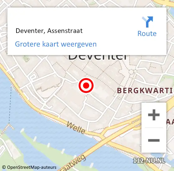 Locatie op kaart van de 112 melding:  Deventer, Assenstraat op 14 juli 2021 13:02