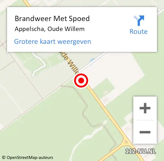 Locatie op kaart van de 112 melding: Brandweer Met Spoed Naar Appelscha, Oude Willem op 14 juli 2021 13:04