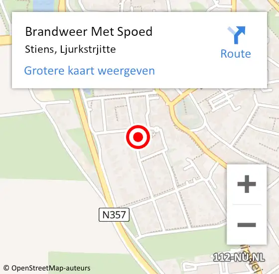 Locatie op kaart van de 112 melding: Brandweer Met Spoed Naar Stiens, Ljurkstrjitte op 14 juli 2021 13:10