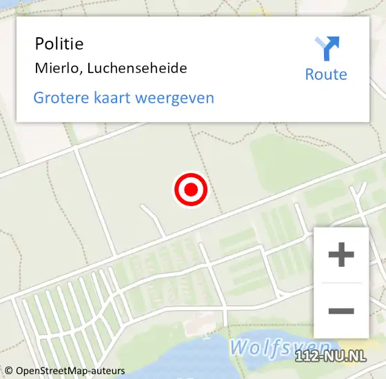 Locatie op kaart van de 112 melding: Politie Mierlo, Luchenseheide op 14 juli 2021 13:23