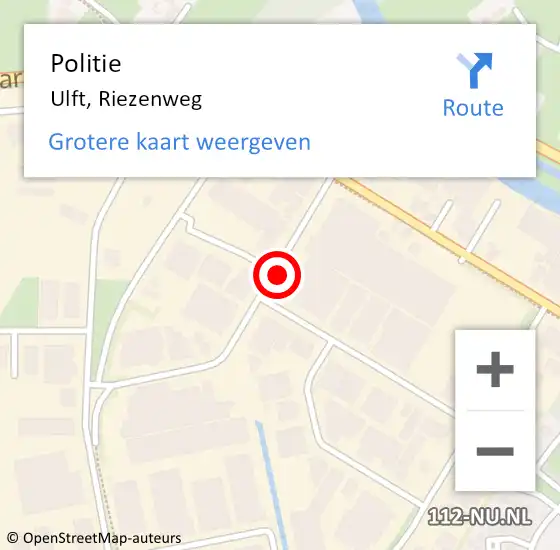 Locatie op kaart van de 112 melding: Politie Ulft, Riezenweg op 14 juli 2021 13:27