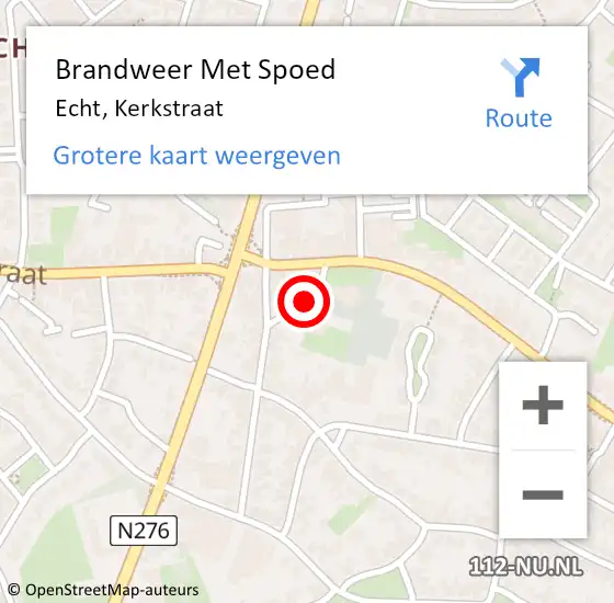 Locatie op kaart van de 112 melding: Brandweer Met Spoed Naar Echt, Kerkstraat op 14 juli 2021 13:38