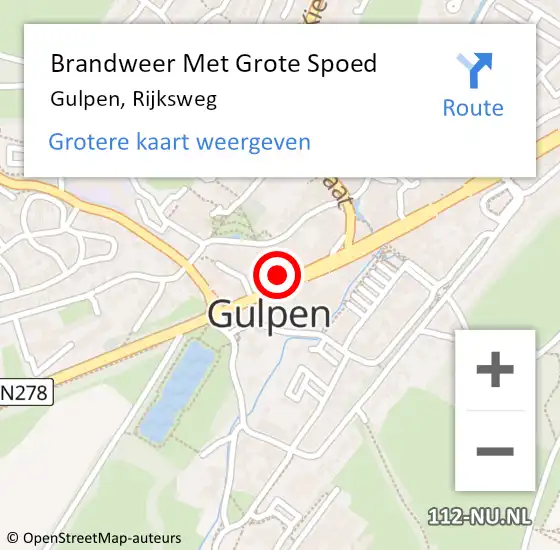 Locatie op kaart van de 112 melding: Brandweer Met Grote Spoed Naar Gulpen, Rijksweg op 14 juli 2021 13:51