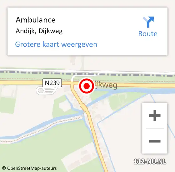 Locatie op kaart van de 112 melding: Ambulance Lambertschaag, Dijkweg op 14 juli 2021 13:52