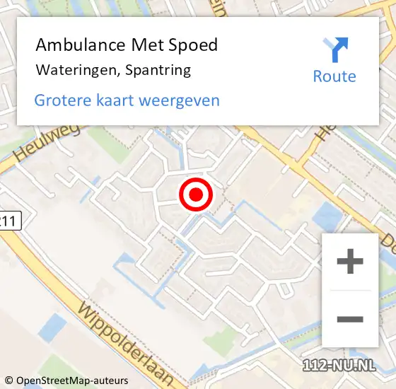 Locatie op kaart van de 112 melding: Ambulance Met Spoed Naar Wateringen, Spantring op 14 juli 2021 13:56