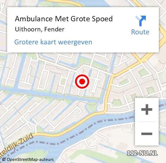 Locatie op kaart van de 112 melding: Ambulance Met Grote Spoed Naar Uithoorn, Fender op 14 juli 2021 14:14