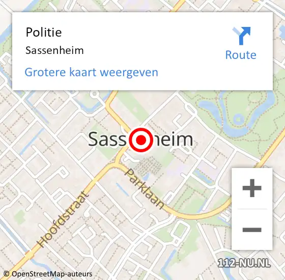 Locatie op kaart van de 112 melding: Politie Sassenheim op 14 juli 2021 14:21