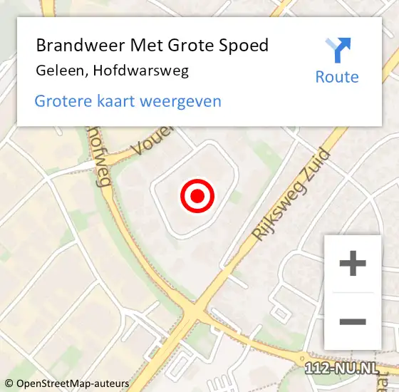 Locatie op kaart van de 112 melding: Brandweer Met Grote Spoed Naar Geleen, Hofdwarsweg op 14 juli 2021 14:31