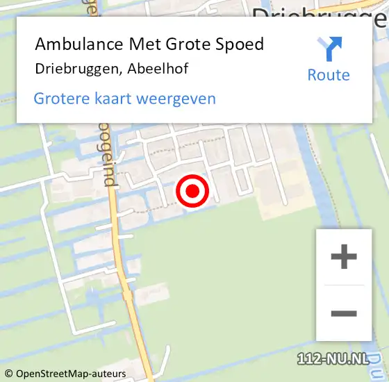 Locatie op kaart van de 112 melding: Ambulance Met Grote Spoed Naar Driebruggen, Abeelhof op 14 juli 2021 14:38