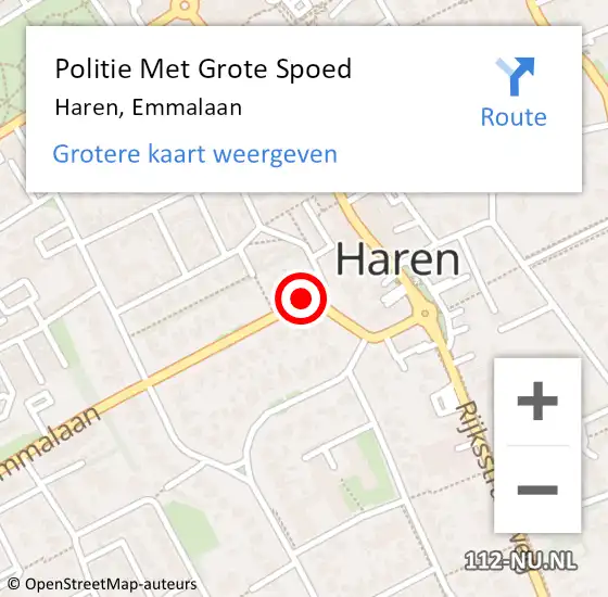 Locatie op kaart van de 112 melding: Politie Met Grote Spoed Naar Haren, Emmalaan op 14 juli 2021 14:43