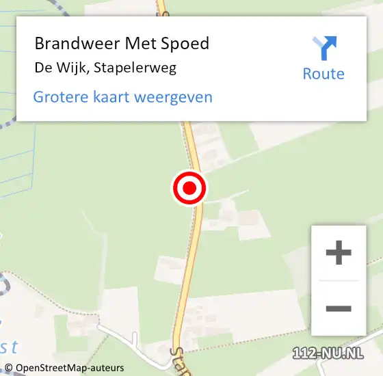 Locatie op kaart van de 112 melding: Brandweer Met Spoed Naar De Wijk, Stapelerweg op 14 juli 2021 14:45