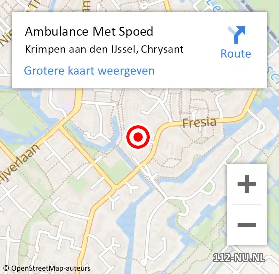 Locatie op kaart van de 112 melding: Ambulance Met Spoed Naar Krimpen aan den IJssel, Chrysant op 14 juli 2021 14:48