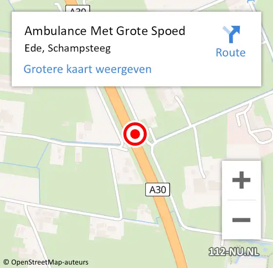 Locatie op kaart van de 112 melding: Ambulance Met Grote Spoed Naar Ede, Schampsteeg op 14 juli 2021 14:59