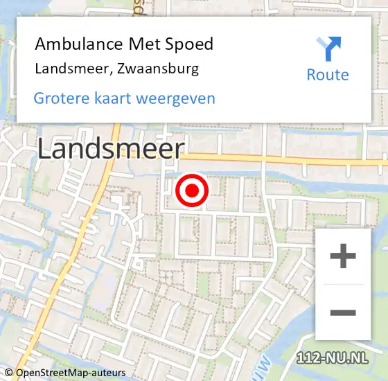 Locatie op kaart van de 112 melding: Ambulance Met Spoed Naar Landsmeer, Zwaansburg op 14 juli 2021 15:00