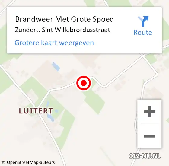 Locatie op kaart van de 112 melding: Brandweer Met Grote Spoed Naar Zundert, Sint Willebrordusstraat op 14 juli 2021 15:04