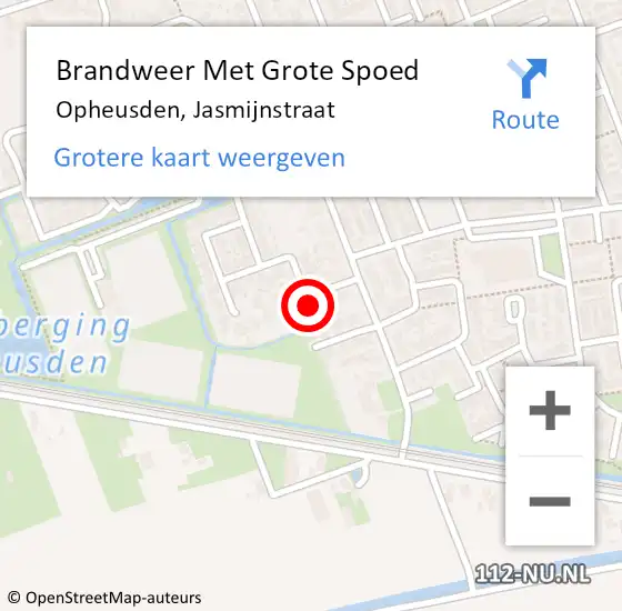 Locatie op kaart van de 112 melding: Brandweer Met Grote Spoed Naar Opheusden, Jasmijnstraat op 5 oktober 2013 09:54