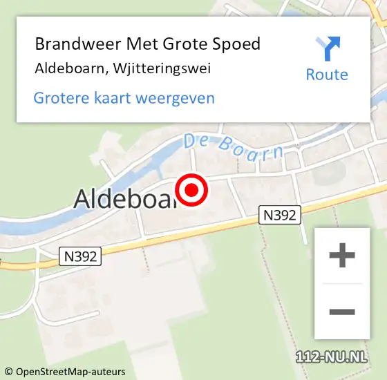 Locatie op kaart van de 112 melding: Brandweer Met Grote Spoed Naar Aldeboarn, Wjitteringswei op 14 juli 2021 15:22