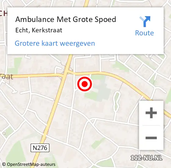 Locatie op kaart van de 112 melding: Ambulance Met Grote Spoed Naar Echt, Kerkstraat op 14 juli 2021 15:31