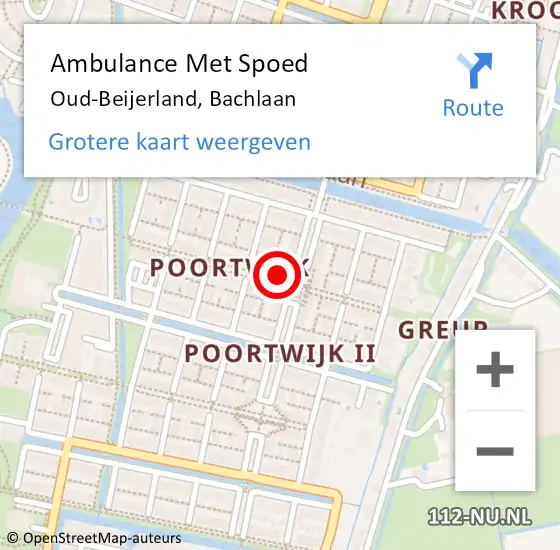Locatie op kaart van de 112 melding: Ambulance Met Spoed Naar Oud-Beijerland, Bachlaan op 14 juli 2021 15:41