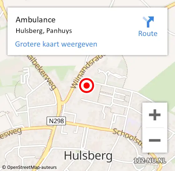 Locatie op kaart van de 112 melding: Ambulance Hulsberg, Panhuys op 16 juni 2014 13:45