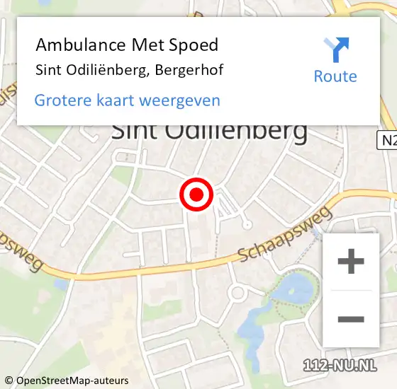 Locatie op kaart van de 112 melding: Ambulance Met Spoed Naar Sint Odiliënberg, Bergerhof op 14 juli 2021 15:58