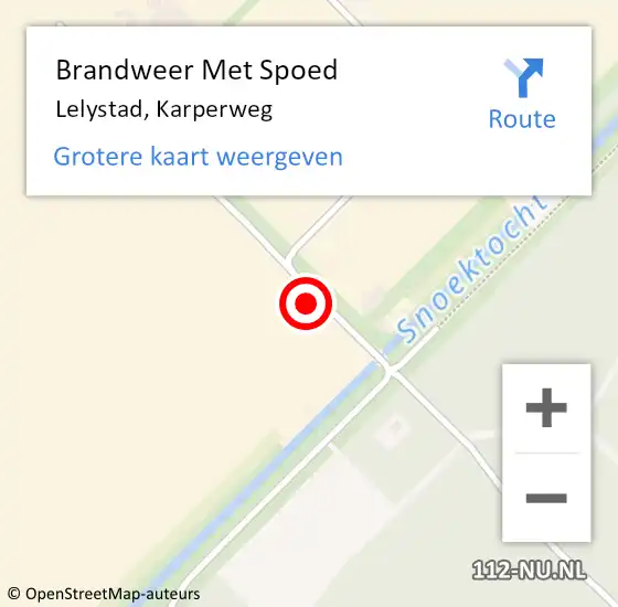 Locatie op kaart van de 112 melding: Brandweer Met Spoed Naar Lelystad, Karperweg op 14 juli 2021 16:16