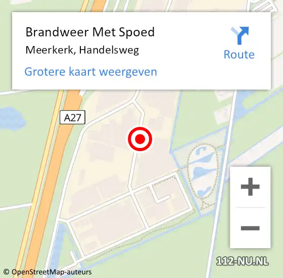 Locatie op kaart van de 112 melding: Brandweer Met Spoed Naar Meerkerk, Handelsweg op 14 juli 2021 16:47