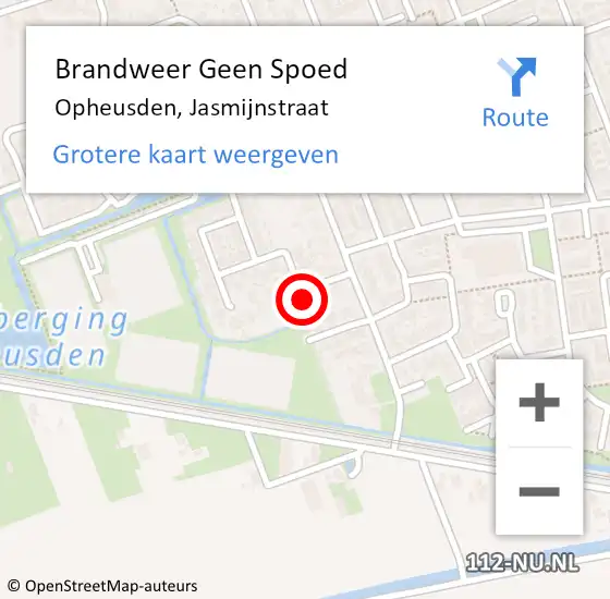 Locatie op kaart van de 112 melding: Brandweer Geen Spoed Naar Opheusden, Jasmijnstraat op 5 oktober 2013 09:55