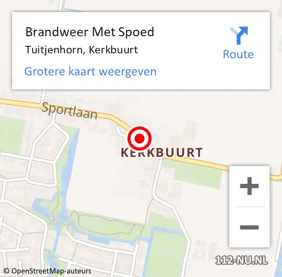 Locatie op kaart van de 112 melding: Brandweer Met Spoed Naar Tuitjenhorn, Kerkbuurt op 14 juli 2021 16:56