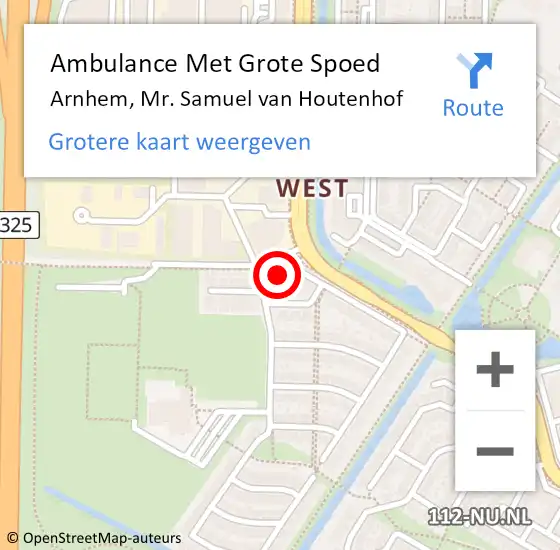 Locatie op kaart van de 112 melding: Ambulance Met Grote Spoed Naar Arnhem, Mr. Samuel van Houtenhof op 14 juli 2021 17:02