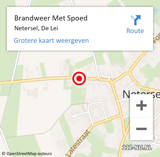 Locatie op kaart van de 112 melding: Brandweer Met Spoed Naar Netersel, De Lei op 14 juli 2021 17:10