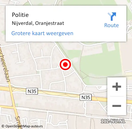 Locatie op kaart van de 112 melding: Politie Nijverdal, Oranjestraat op 14 juli 2021 17:10