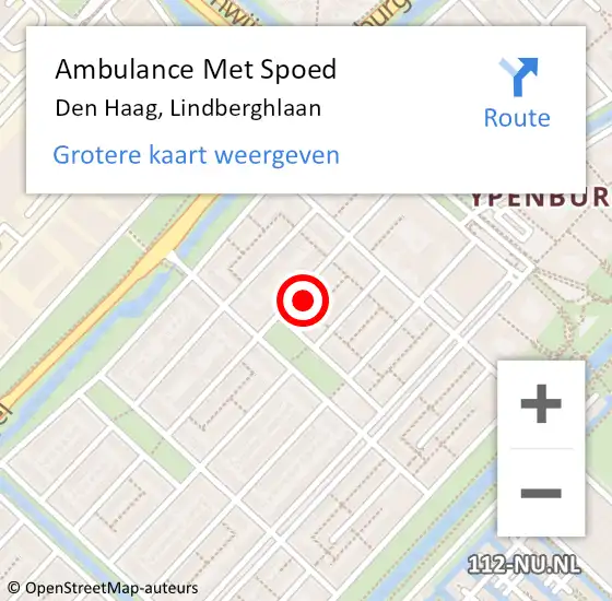 Locatie op kaart van de 112 melding: Ambulance Met Spoed Naar Den Haag, Lindberghlaan op 14 juli 2021 17:21