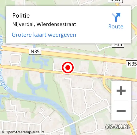 Locatie op kaart van de 112 melding: Politie Nijverdal, Wierdensestraat op 14 juli 2021 17:33