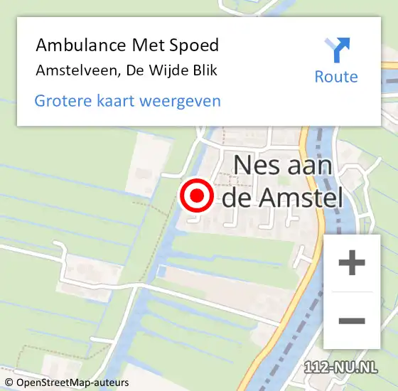 Locatie op kaart van de 112 melding: Ambulance Met Spoed Naar Amstelveen, De Wijde Blik op 14 juli 2021 17:49