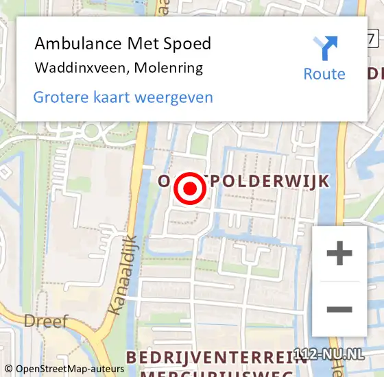 Locatie op kaart van de 112 melding: Ambulance Met Spoed Naar Waddinxveen, Molenring op 14 juli 2021 18:00