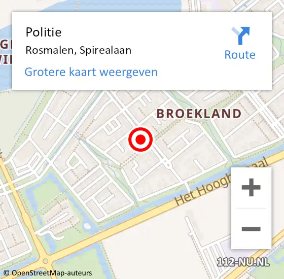Locatie op kaart van de 112 melding: Politie Rosmalen, Spirealaan op 14 juli 2021 18:35