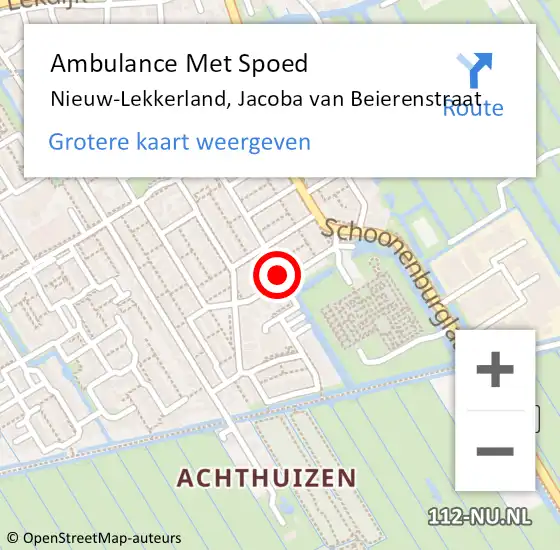 Locatie op kaart van de 112 melding: Ambulance Met Spoed Naar Nieuw-Lekkerland, Jacoba van Beierenstraat op 14 juli 2021 18:38