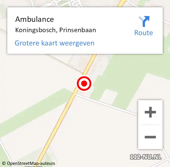 Locatie op kaart van de 112 melding: Ambulance Koningsbosch, Prinsenbaan op 16 juni 2014 14:00