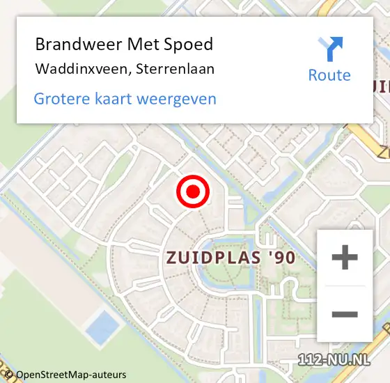 Locatie op kaart van de 112 melding: Brandweer Met Spoed Naar Waddinxveen, Sterrenlaan op 14 juli 2021 18:52