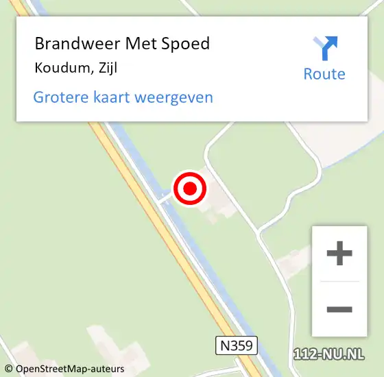 Locatie op kaart van de 112 melding: Brandweer Met Spoed Naar Koudum, Zijl op 16 juni 2014 14:03